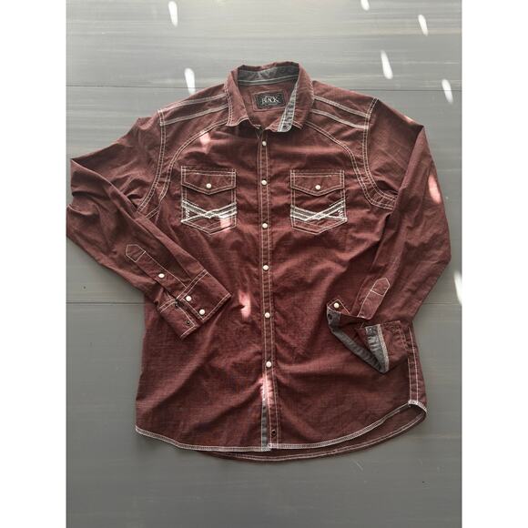 Pearl Snap Buckle Black Embroidered Western Button Down Skirt Size Med Burgundy - Picture 2 of 11